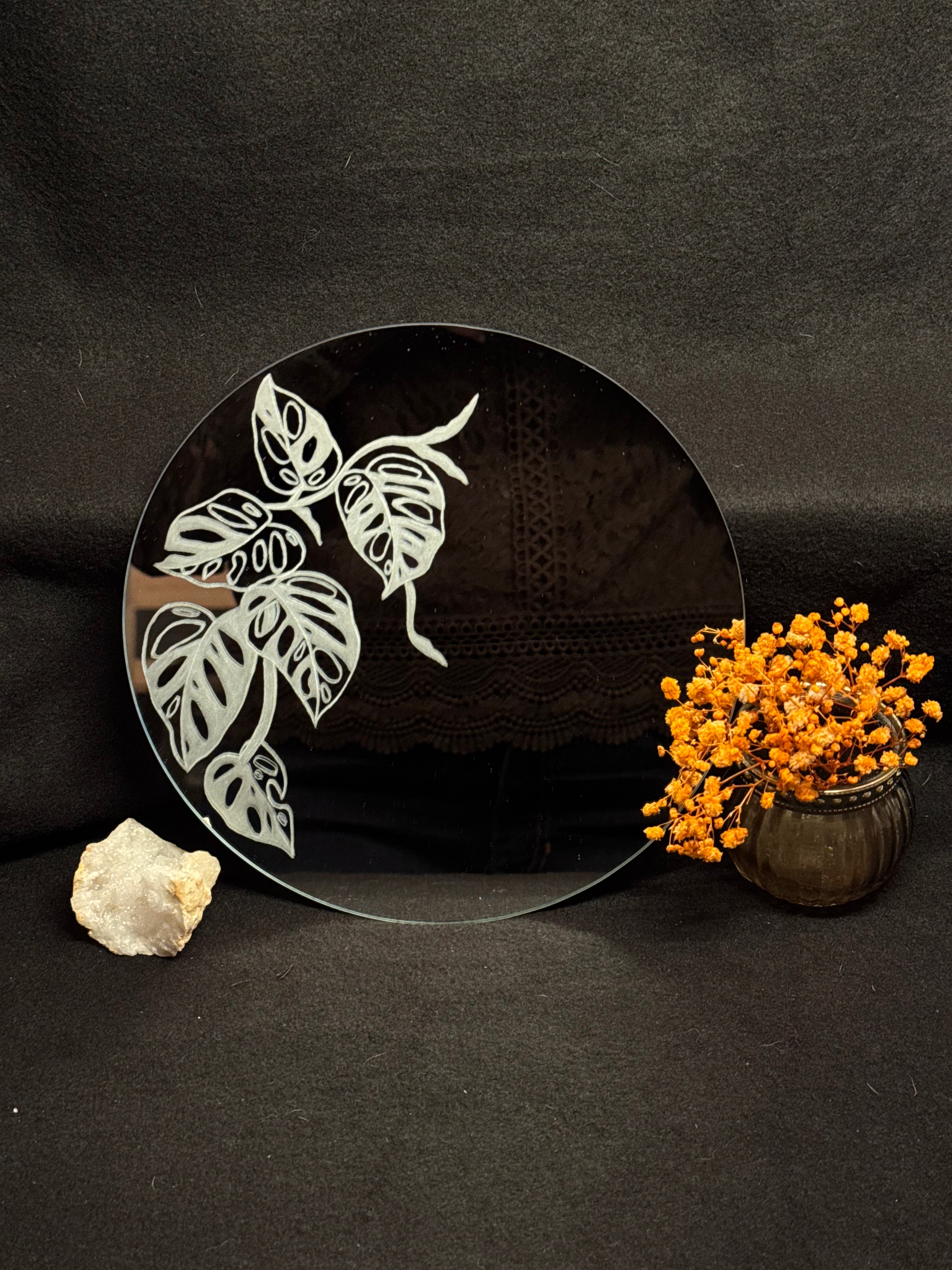 Miroir gravé - Monstera