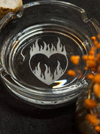 Cendrier gravé - Cœur Flamme